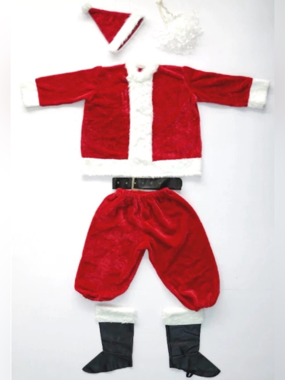 Adult Santa Claus Suit St.Nick Costume Beard Hat Belt Shoe Covers Wondershop NEW